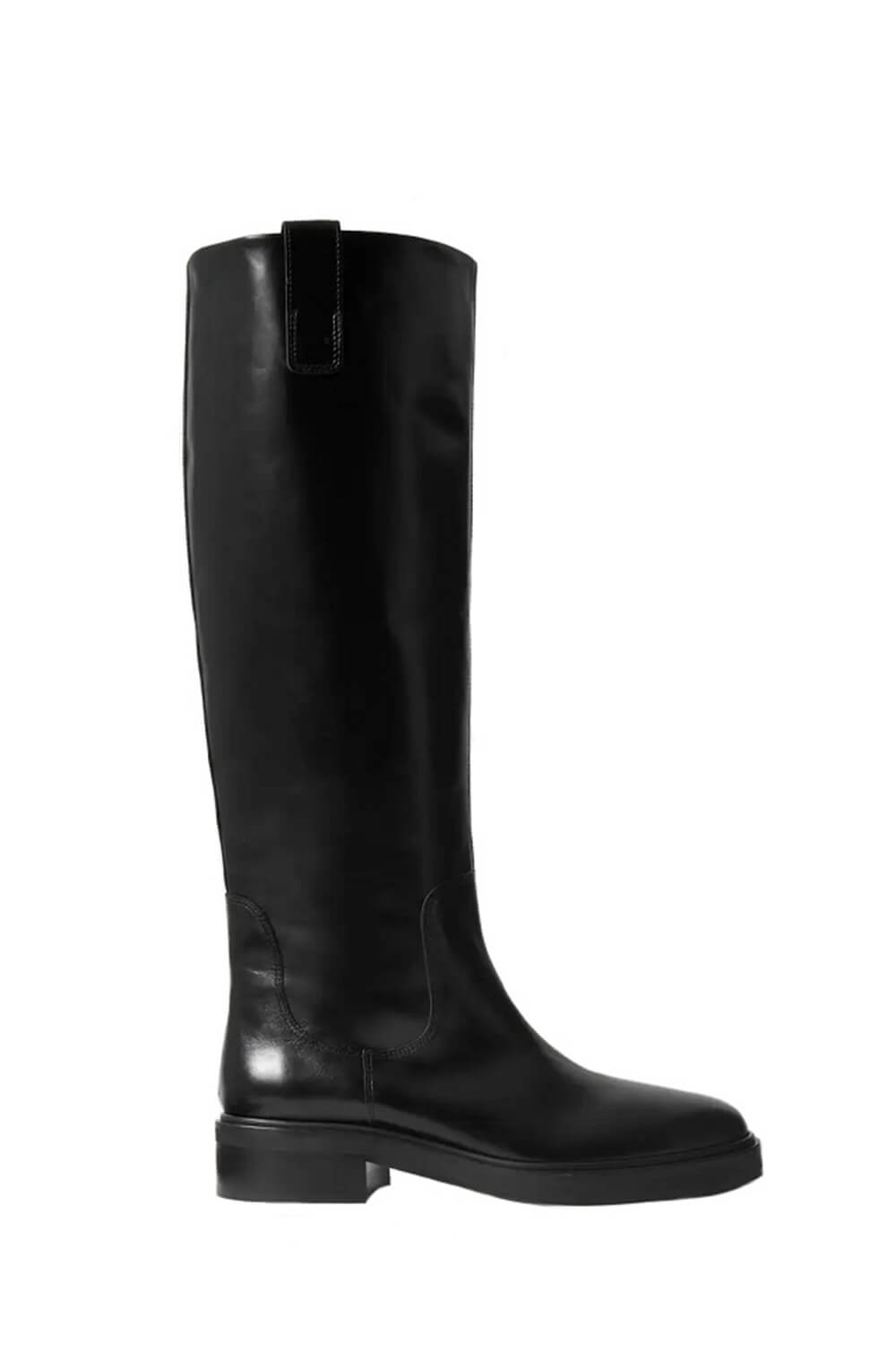 Calf Leather Knee High Flat Boots