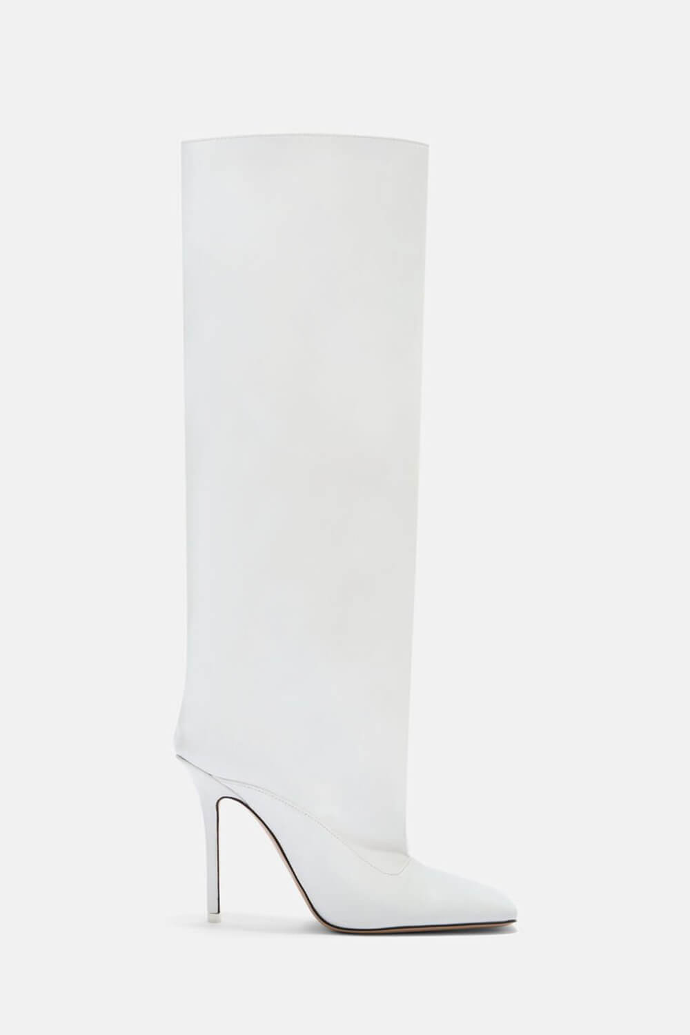 Faux Leather Square Toe Knee-High Stiletto Heeled Boots