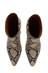Snakeskin Faux Leather Ankle Boots