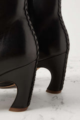 Faux Leather Pointed Toe Ankle Boots