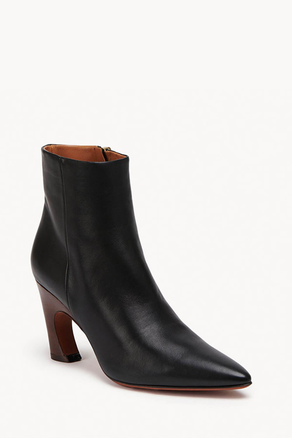 Faux Leather Pointed Toe Ankle Boots