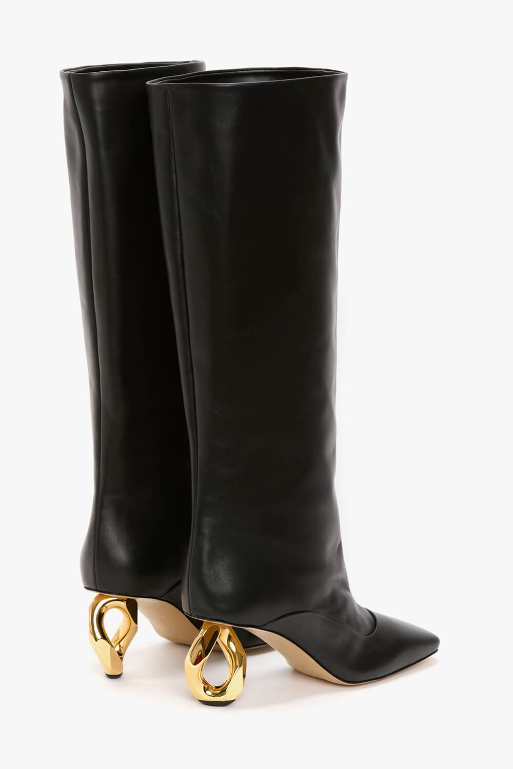 Square Toe Chain Heel Knee High Boots