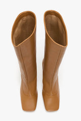Square Toe Chain Heel Knee High Boots