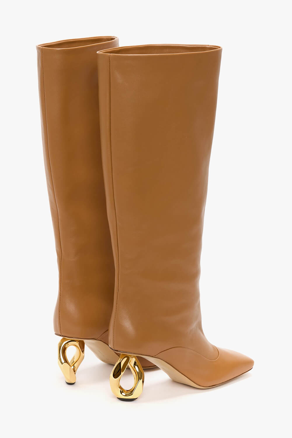 Square Toe Chain Heel Knee High Boots