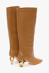 Square Toe Chain Heel Knee High Boots