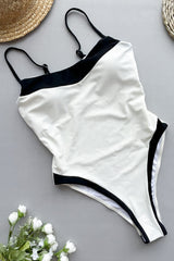 Colorblock High Rise One Piece Swimsuit - Cream & Black