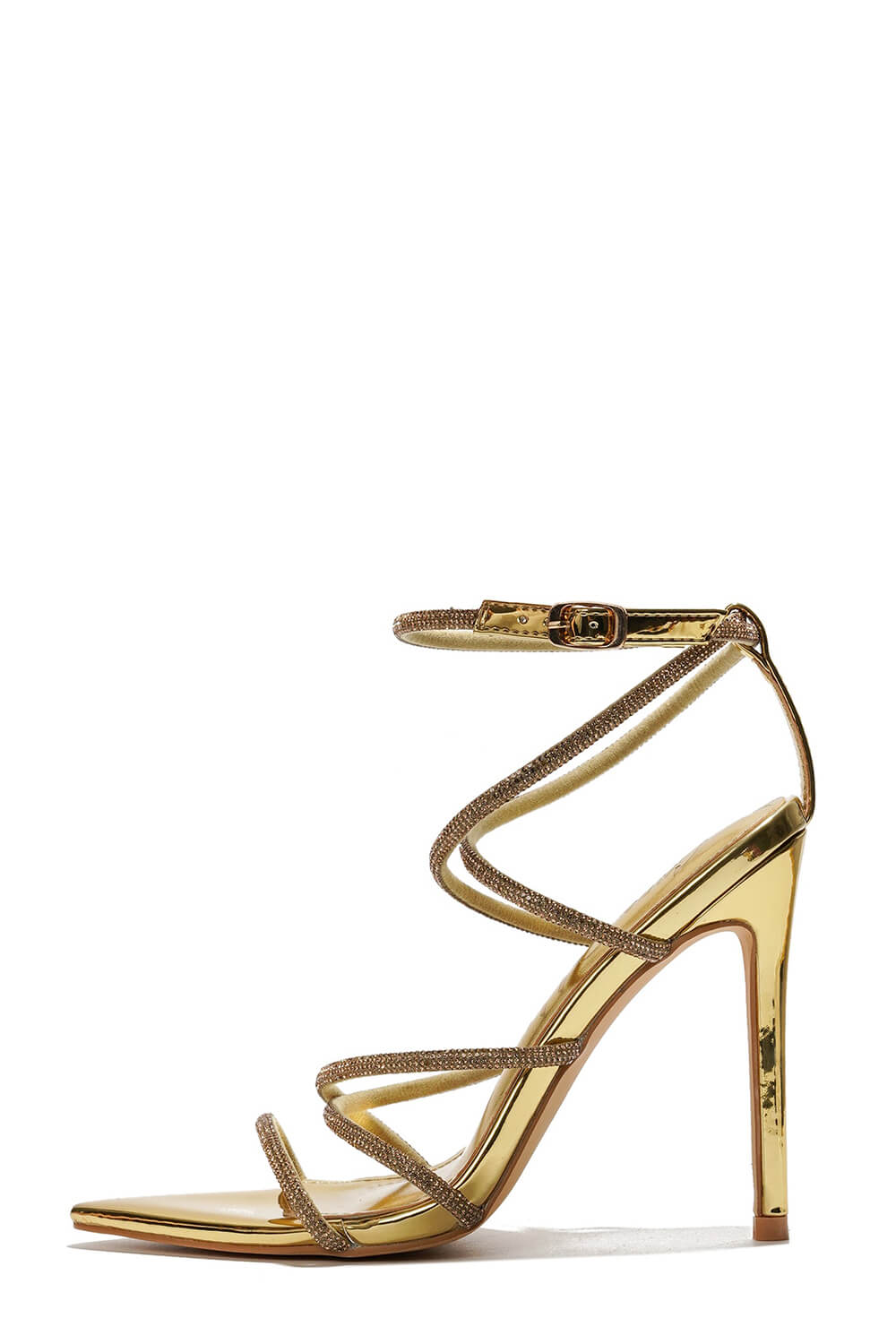 Diamante Embellished Strappy Pointed Toe High Heels