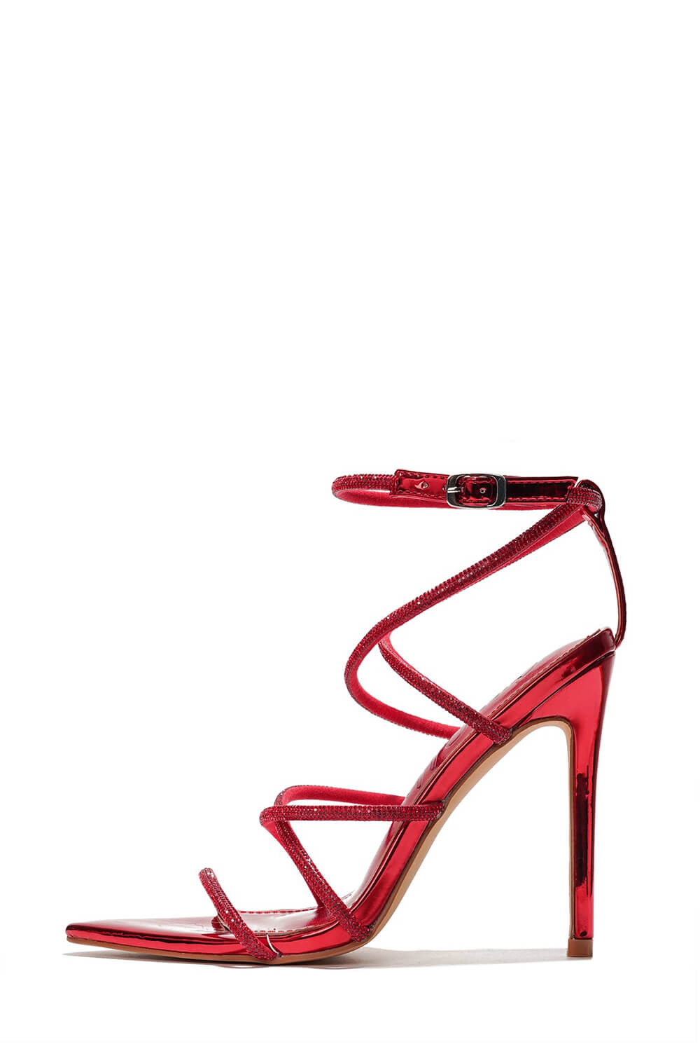 Diamante Embellished Strappy Pointed Toe High Heels