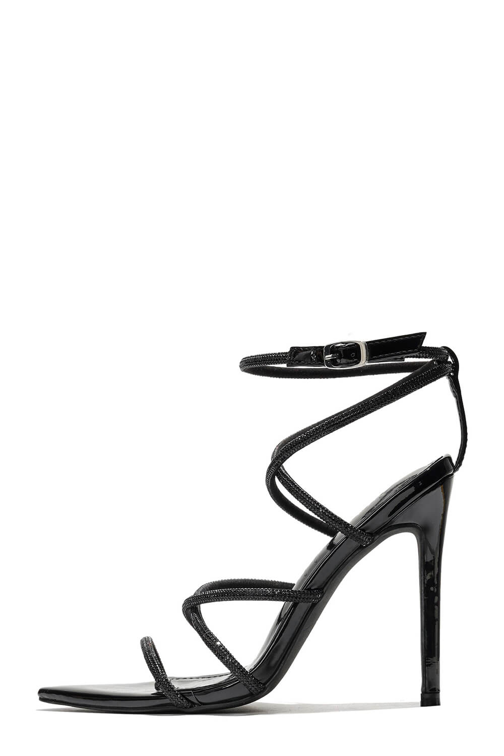 Diamante Embellished Strappy Pointed Toe High Heels