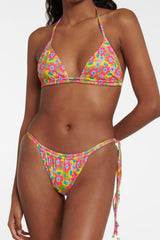 Floral Print Triangle Adjustable Tie Bikini Set