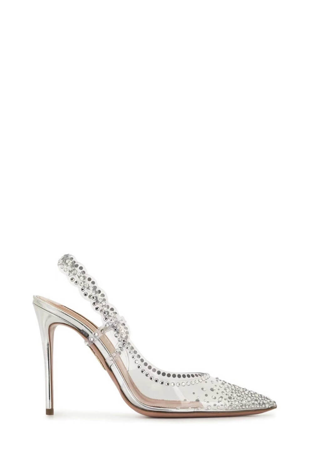 Transparent Crystal Embellished Pvc Slingback Pumps