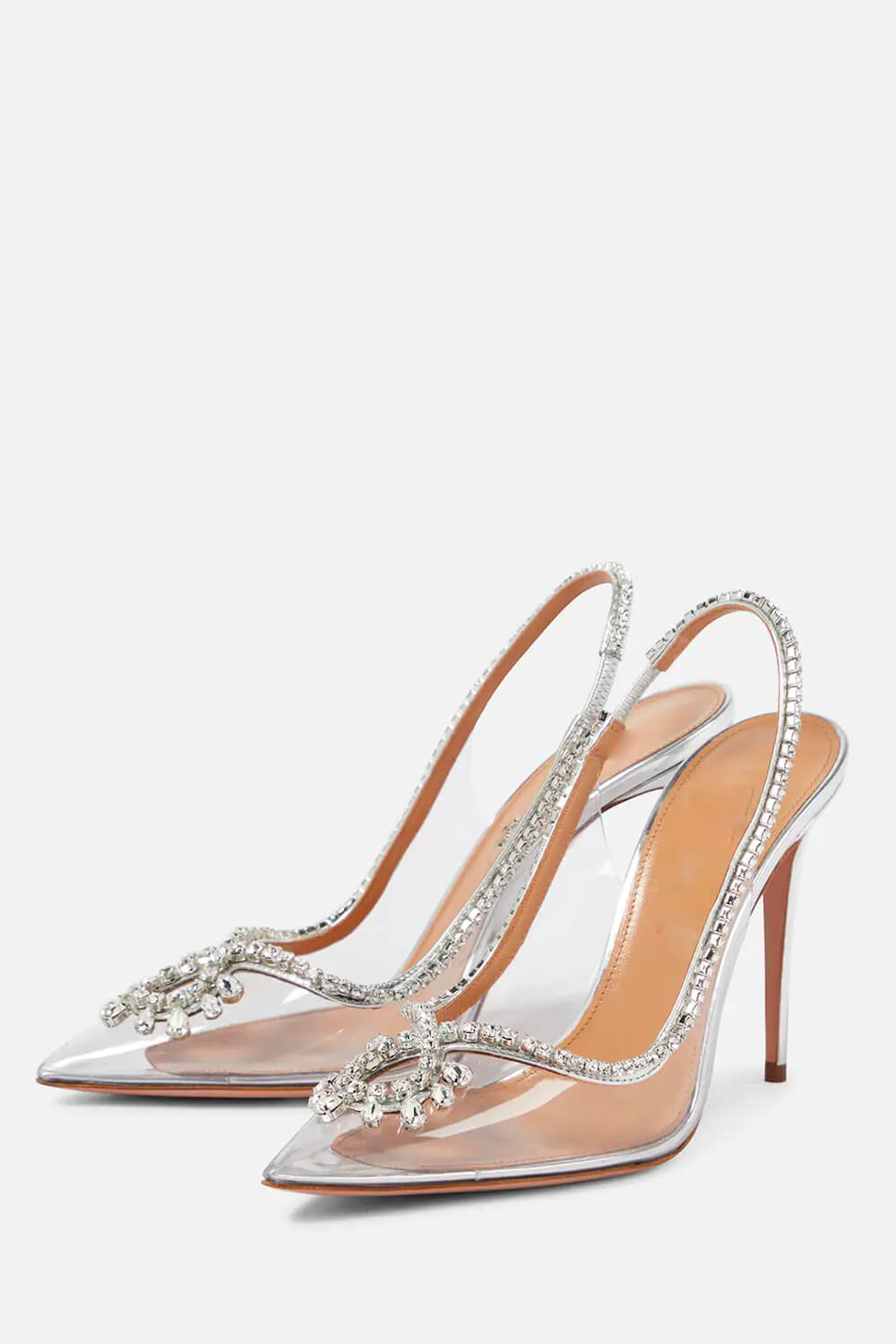 Transparent Crystal Embellished Pvc Slingback Pump Heels