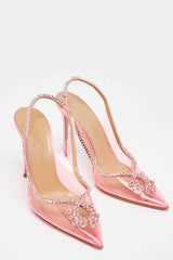 Transparent Crystal Embellished Pvc Slingback Pump Heels
