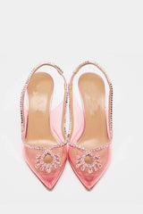 Transparent Crystal Embellished Pvc Slingback Pump Heels