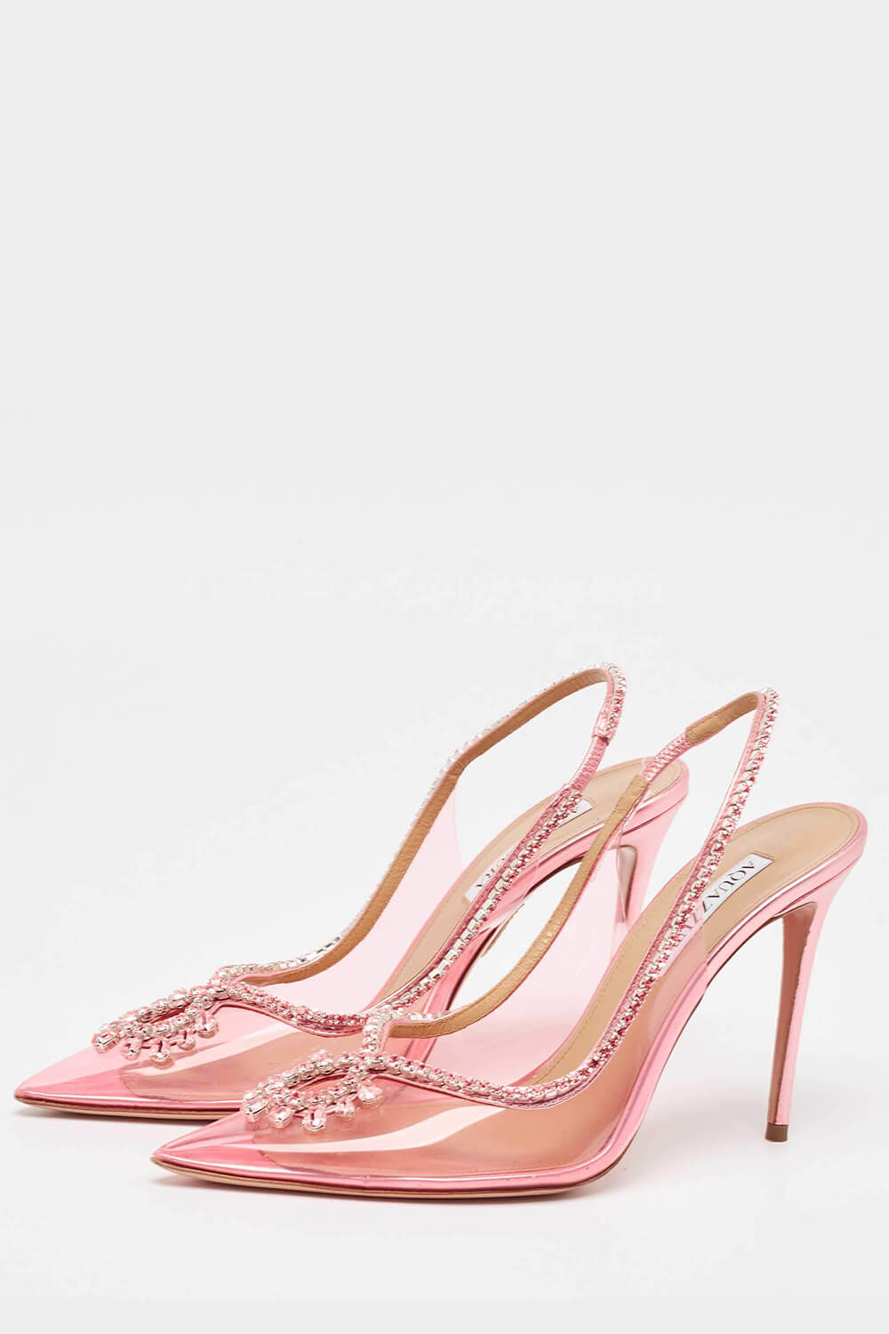 Transparent Crystal Embellished Pvc Slingback Pump Heels