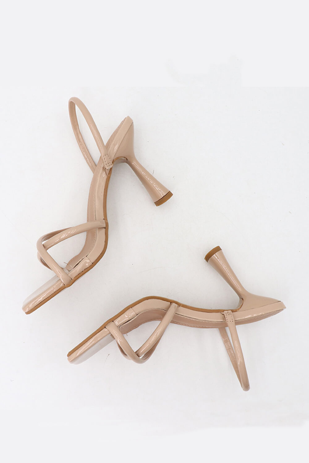 Wide Fit Faux Leather Cross Strap Slingback Heels