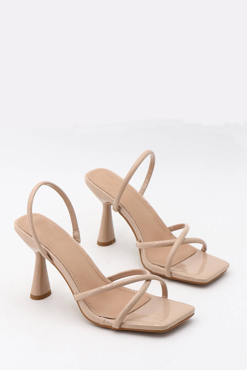 Wide Fit Faux Leather Cross Strap Slingback Heels
