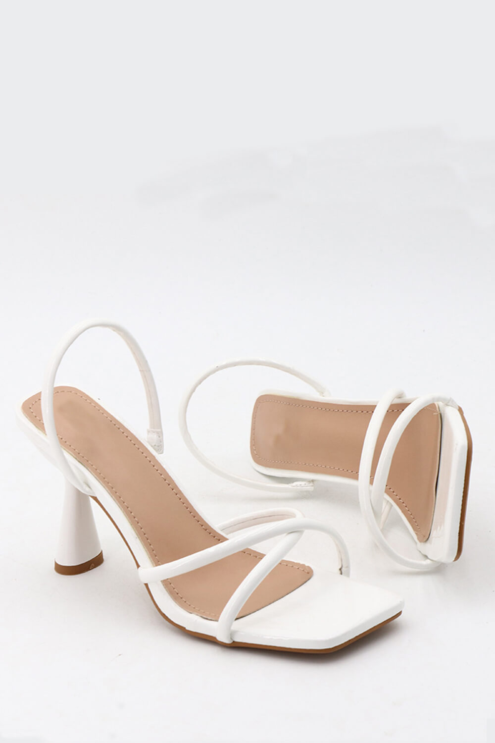 Wide Fit Faux Leather Cross Strap Slingback Heels