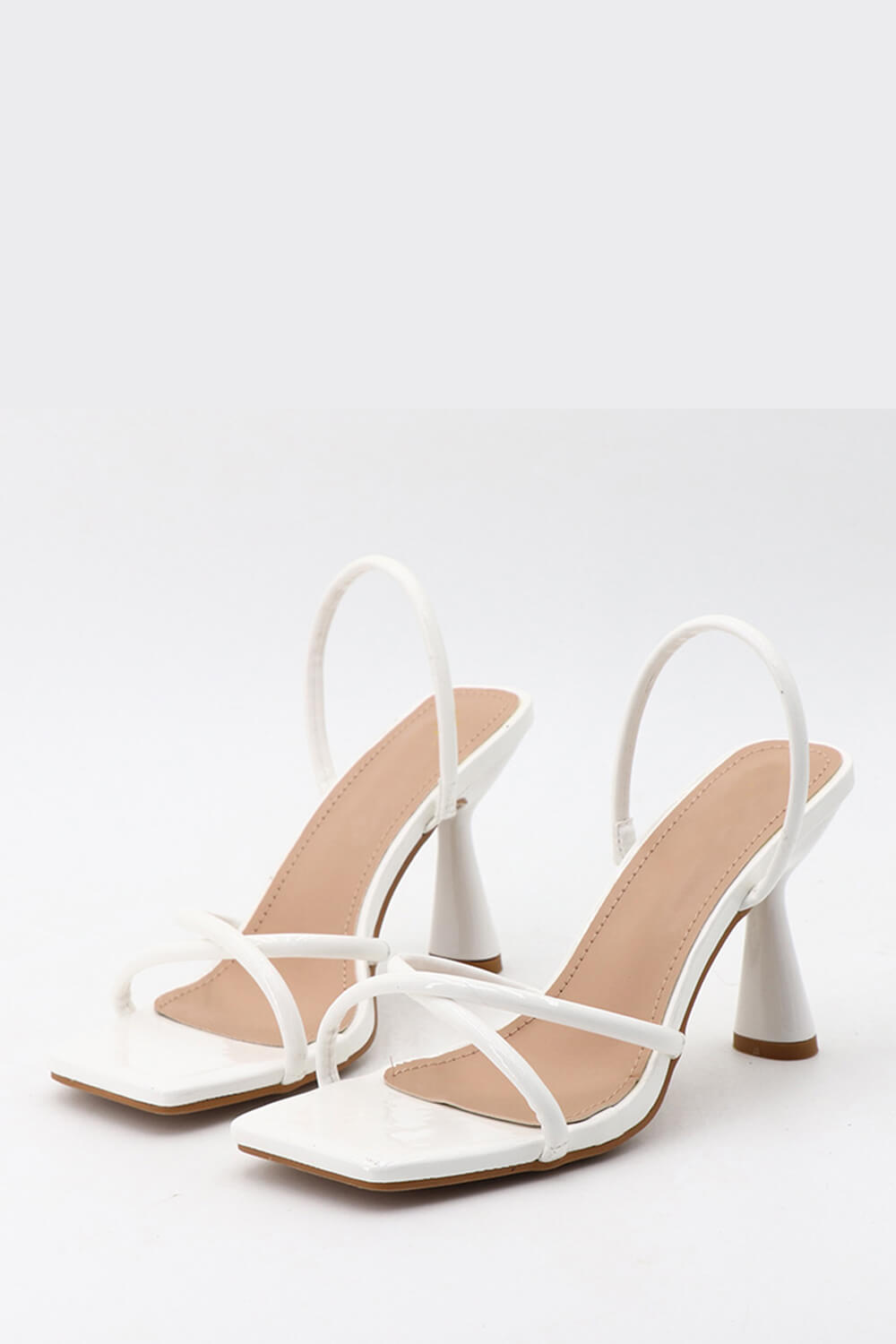 Wide Fit Faux Leather Cross Strap Slingback Heels