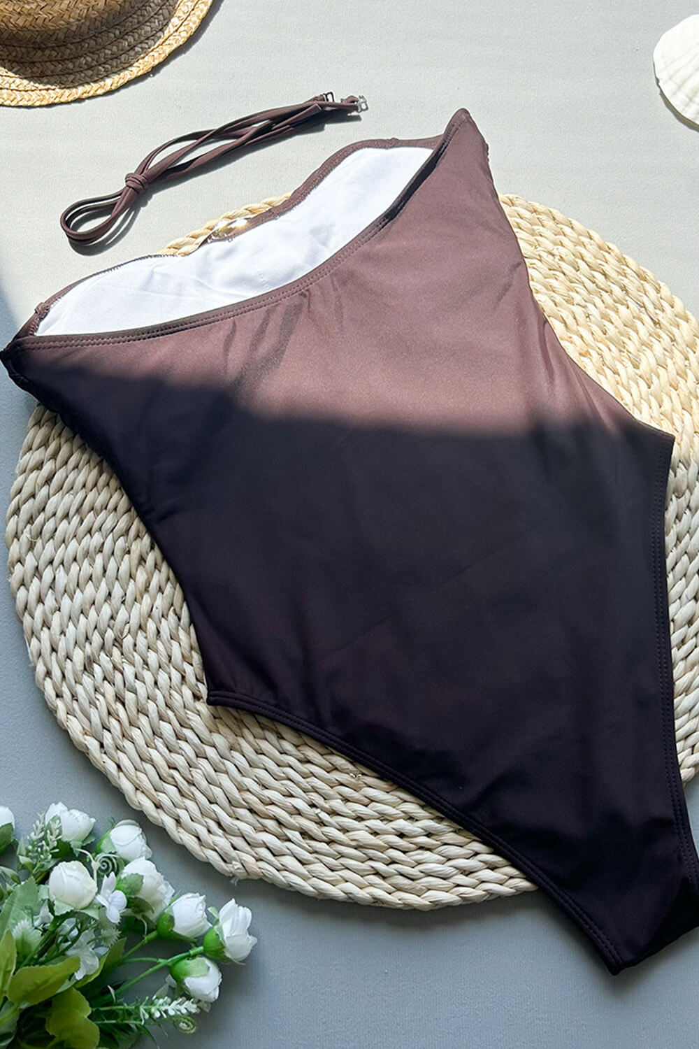 Strapless One Piece Swimsuit With Metal Gold Details