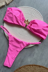 Gold Starfish Detail Bandeau High-Cut Bikini Set