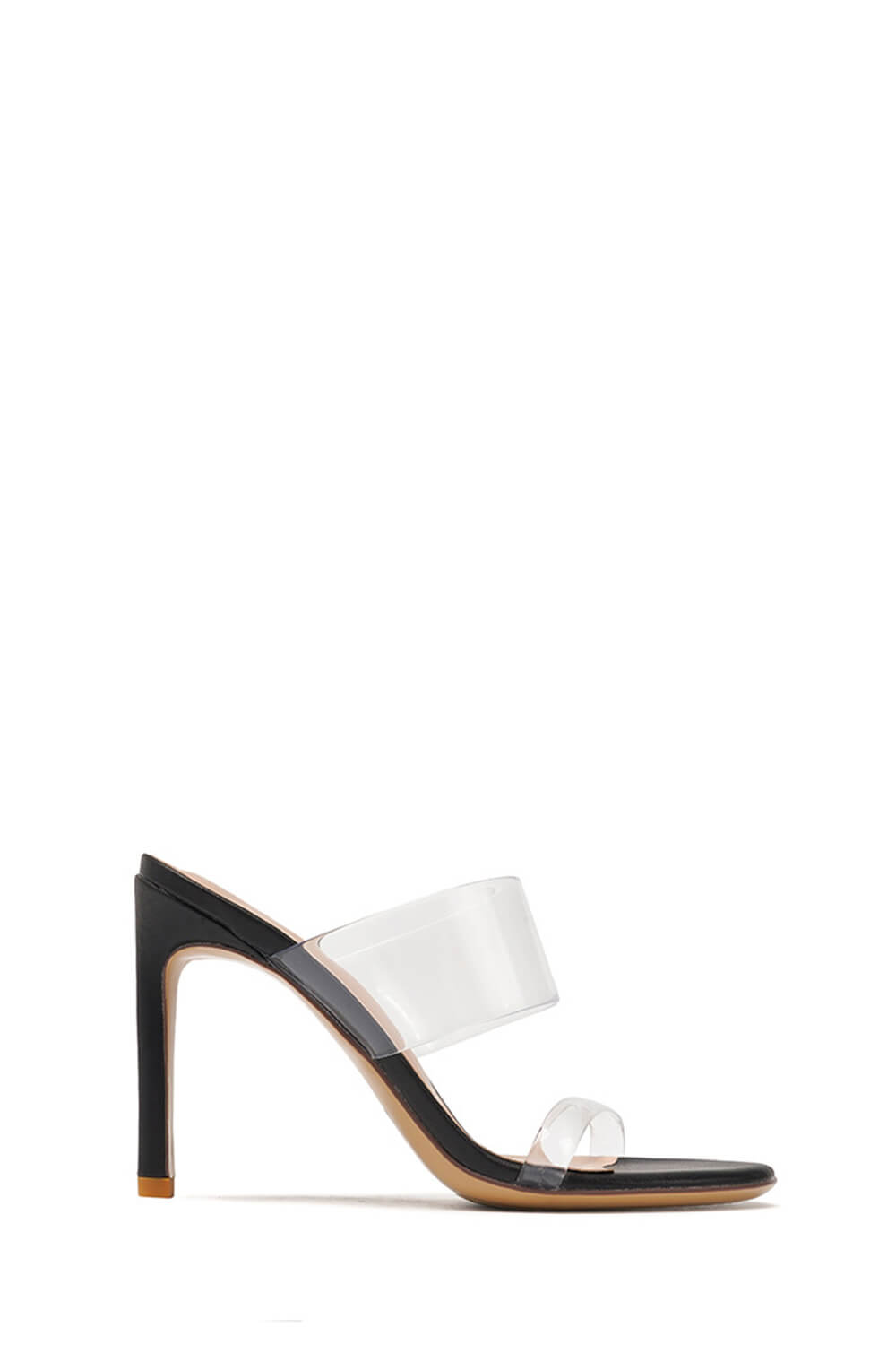 Clear Perspex Double Strap Open Toe Stiletto Heel Sandals
