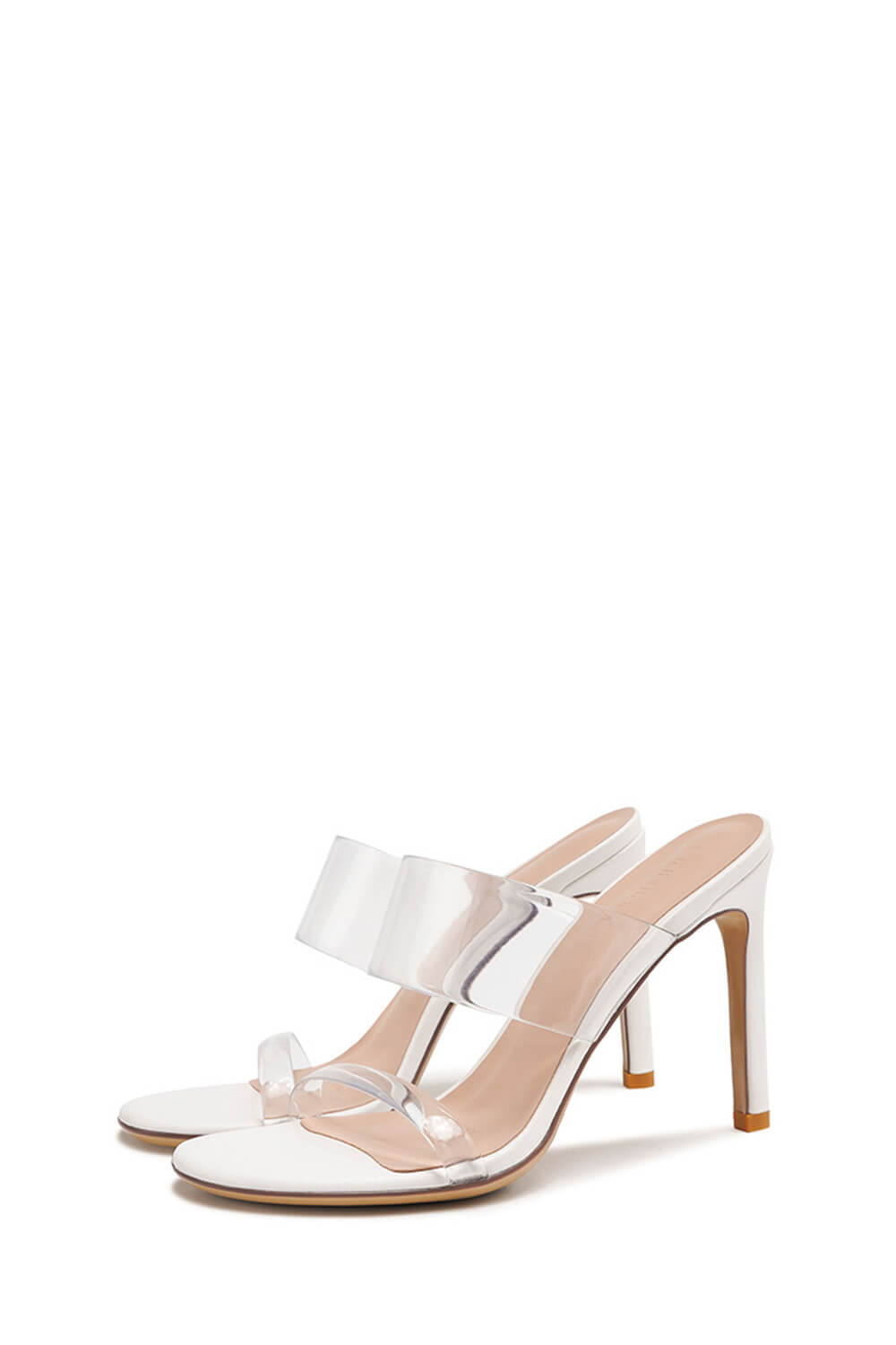 Clear Perspex Double Strap Open Toe Stiletto Heel Sandals