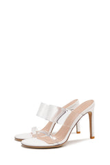 Clear Perspex Double Strap Open Toe Stiletto Heel Sandals