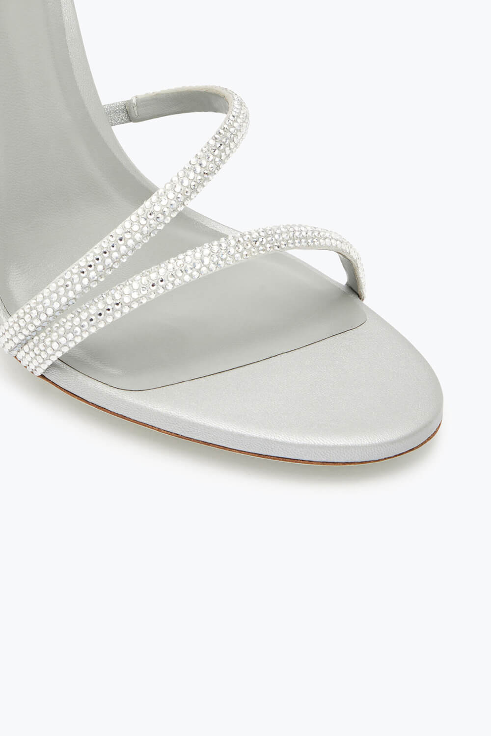 Faux Suede Crystal Embellished Ankle Wrap Open Toe High Heel Sandals
