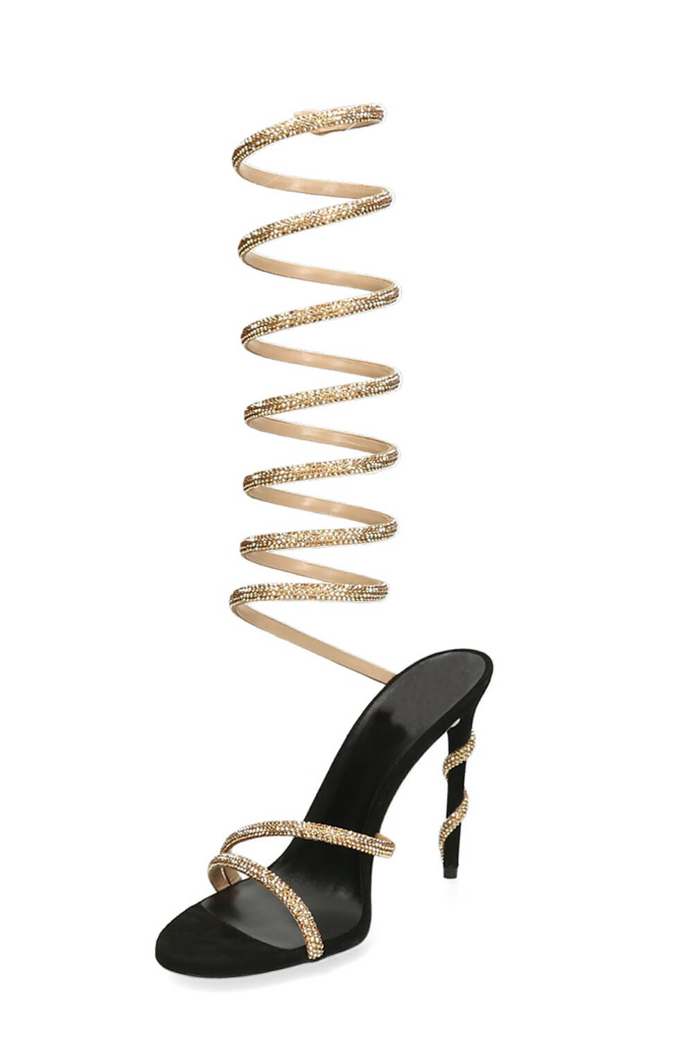 Faux Suede Crystal Embellished Ankle Wrap Open Toe High Heel Sandals