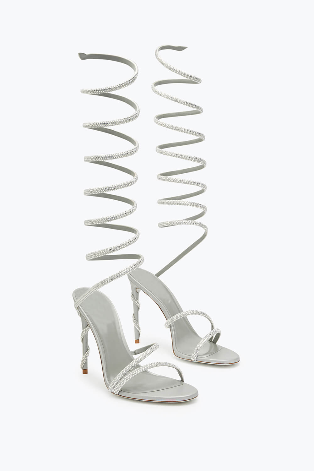 Faux Suede Crystal Embellished Ankle Wrap Open Toe High Heel Sandals