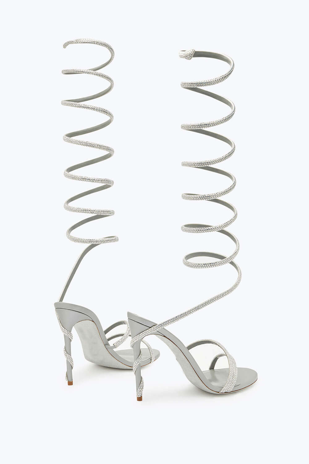 Faux Suede Crystal Embellished Ankle Wrap Open Toe High Heel Sandals