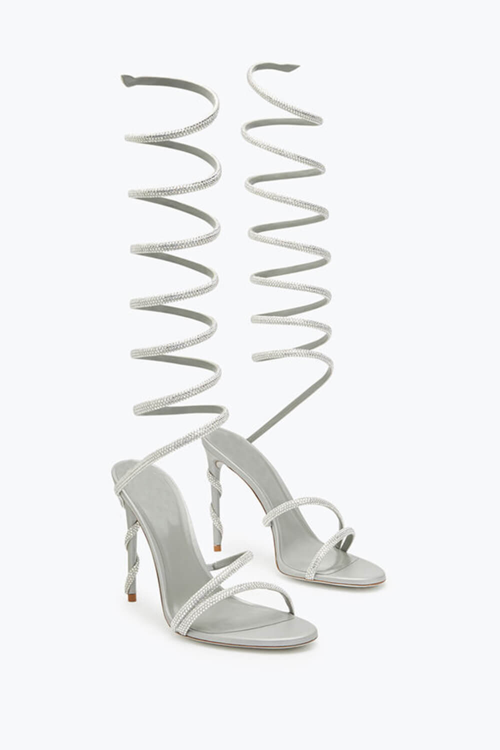 Faux Suede Crystal Embellished Ankle Wrap Open Toe High Heel Sandals