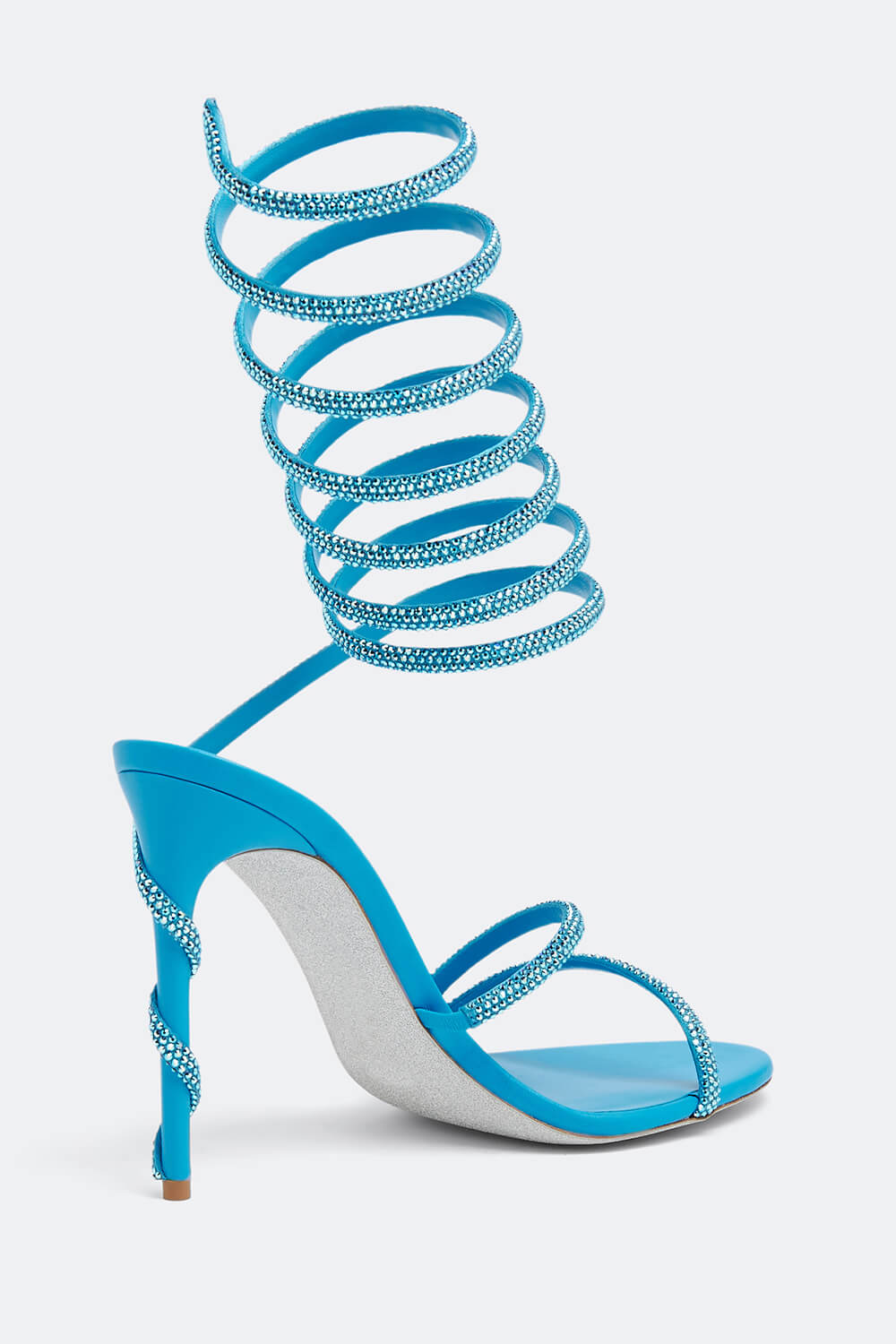 Faux Suede Crystal Embellished Ankle Wrap Open Toe High Heel Sandals