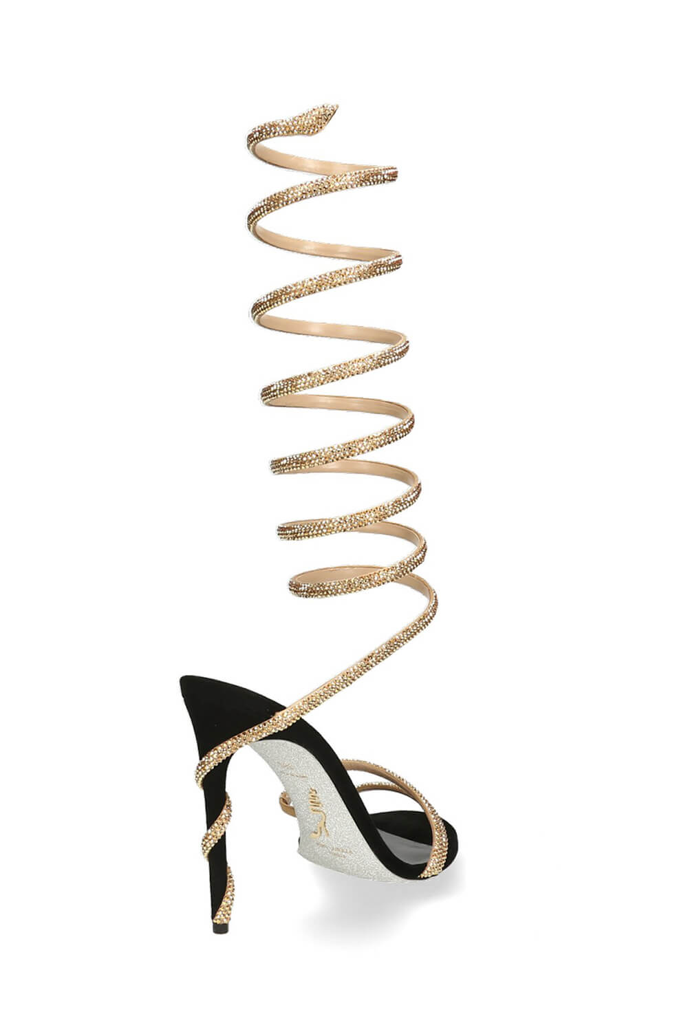 Faux Suede Crystal Embellished Ankle Wrap Open Toe High Heel Sandals