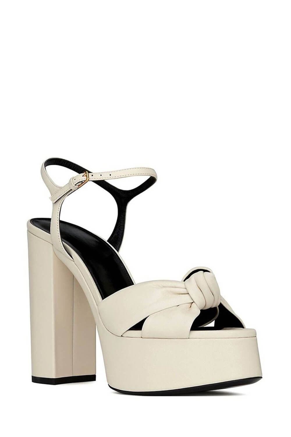 Knot Front Open Square Toe Platform Heel Sandals