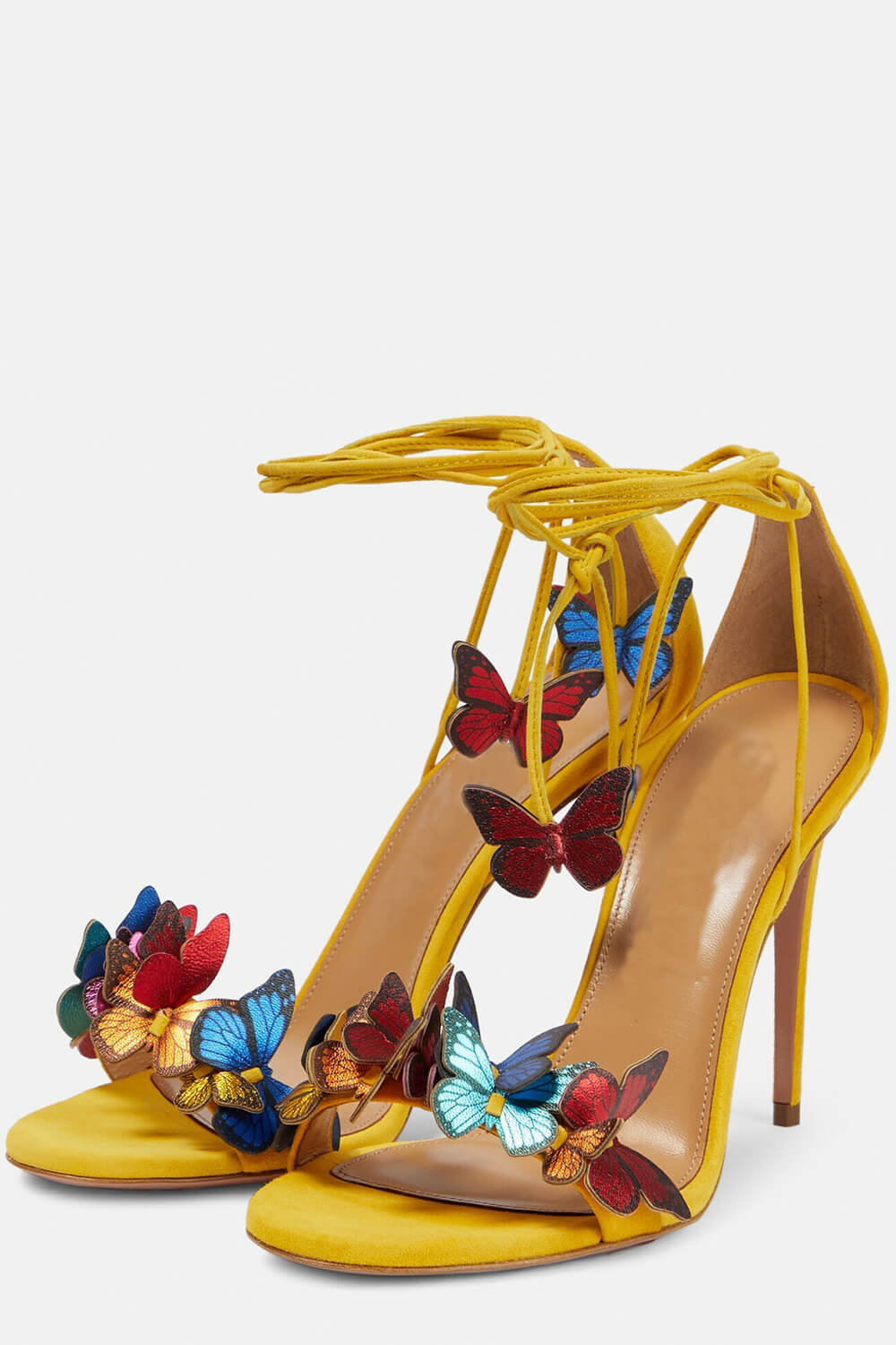 Multicolored Butterfly Around The Ankle Coil Stiletto Sandals