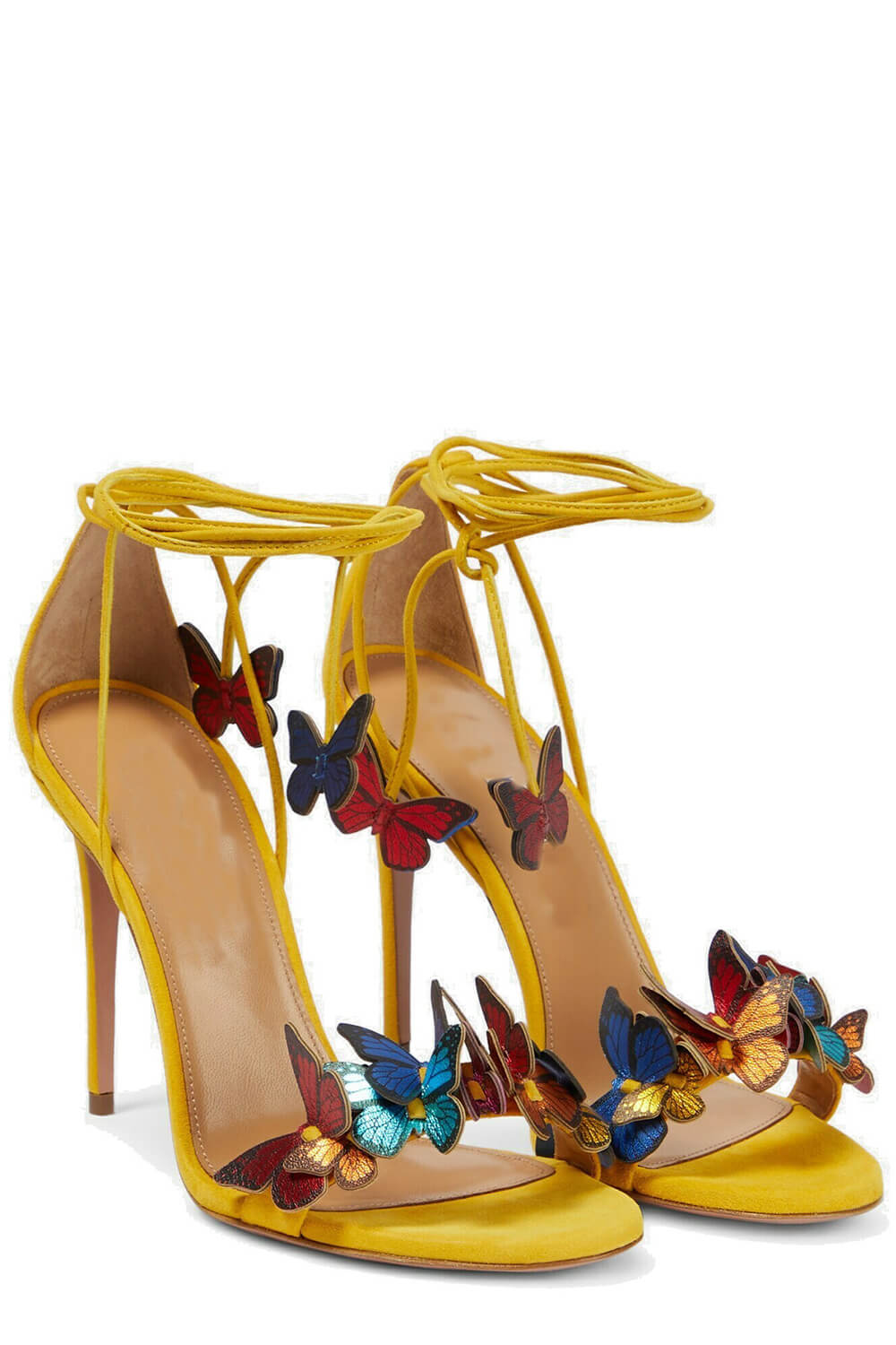 Multicolored Butterfly Around The Ankle Coil Stiletto Sandals