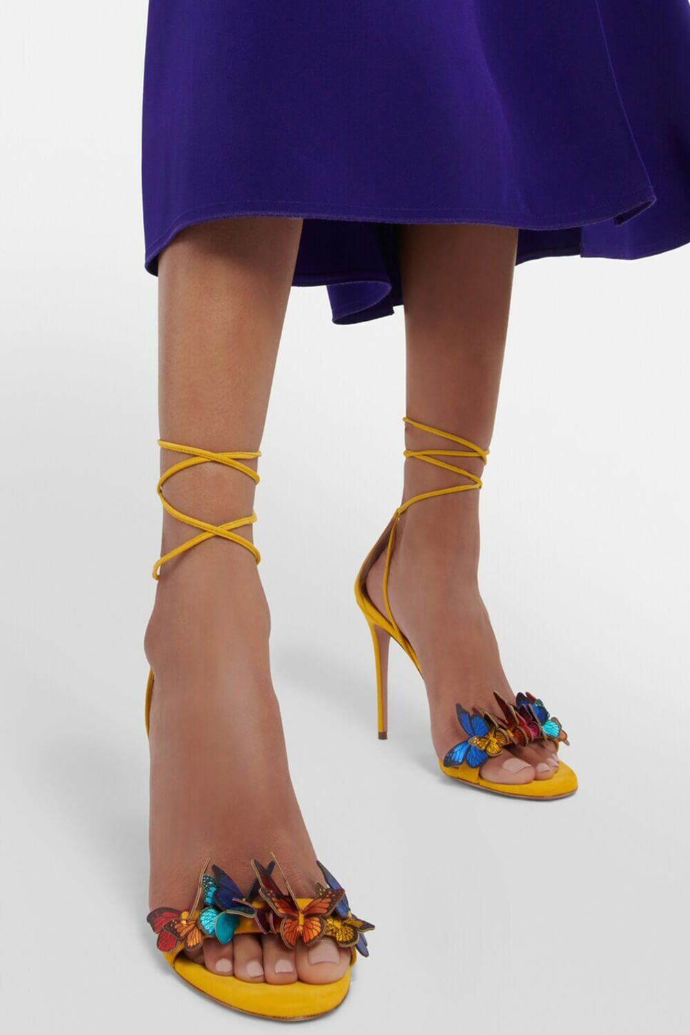 Multicolored Butterfly Around The Ankle Coil Stiletto Sandals