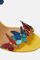 Multicolored Butterfly Around The Ankle Coil Stiletto Sandals