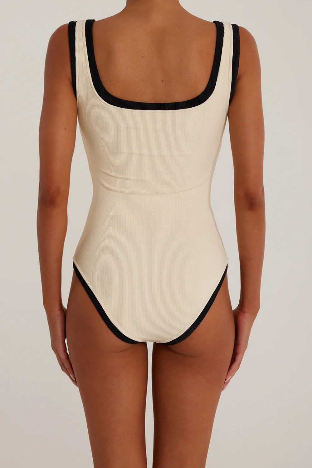Color Block Button Front High-Cut Bikini Set