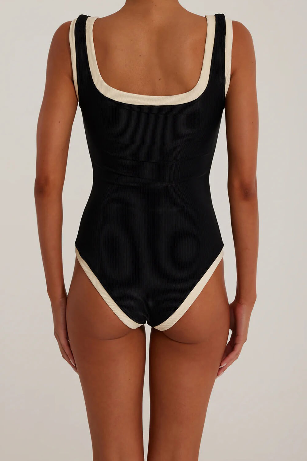 Color Block Button Front High-Cut Bikini Set