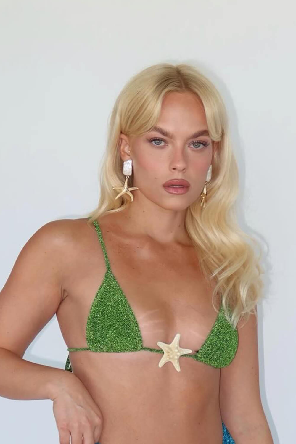 Shimmer Triangle Bralette Bikini Set With Stars Detailing