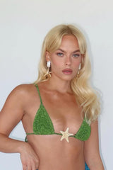 Shimmer Triangle Bralette Bikini Set With Stars Detailing
