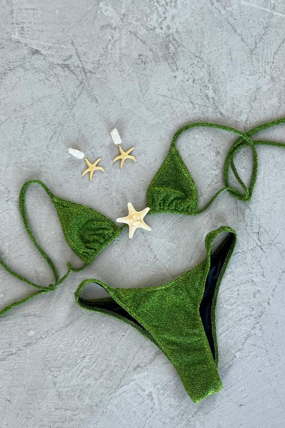 Shimmer Triangle Bralette Bikini Set With Stars Detailing
