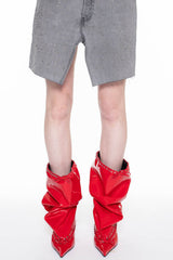 Patent Pointed Toe Ankle Stiletto Boots With Lacing Details