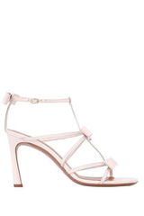 Bow-Detail Strappy Faux Leather Square Toe Sandals