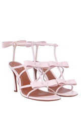 Bow-Detail Strappy Faux Leather Square Toe Sandals
