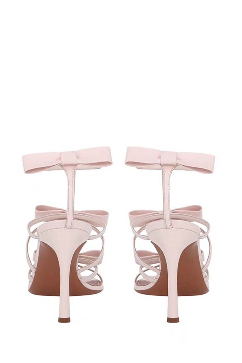 Bow-Detail Strappy Faux Leather Square Toe Sandals