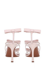 Bow-Detail Strappy Faux Leather Square Toe Sandals